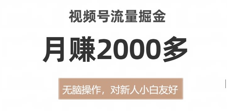 视频号流量掘金，无脑操作，新人友好，月赚2000多【附课程目录】