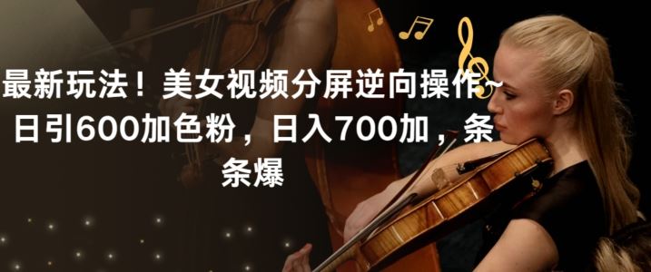 最新玩法！美女视频分屏逆向操作~日引600加色粉，日入700加，条条爆【揭秘】_项目