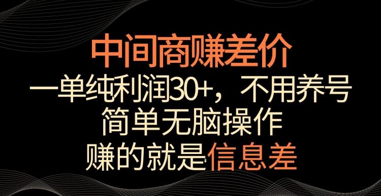 中间商赚差价，一单纯利润30+，简单无脑操作，赚的就是信息差，轻轻松松日入1000+【揭秘】_玩法