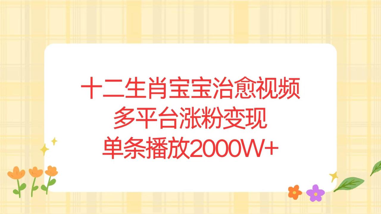 （无水印）十二生肖宝宝治愈视频，多平台涨粉变现，单条播放2000W+