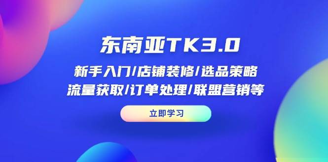 （无水印）东南亚TK3.0：新手入门/店铺装修/选品策略/流量获取/订单处理/联盟营销等