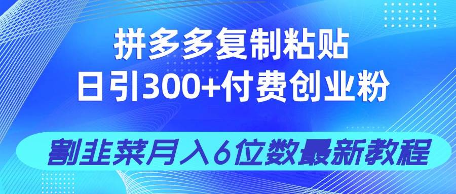 （无水印）拼多多复制粘贴日引300+付费创业粉，割韭菜月入6位数最新教程！