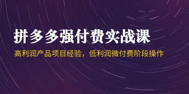 （无水印）拼多多强付费实战课-44期，高利润产品项目经验，低利润微付费阶段操作