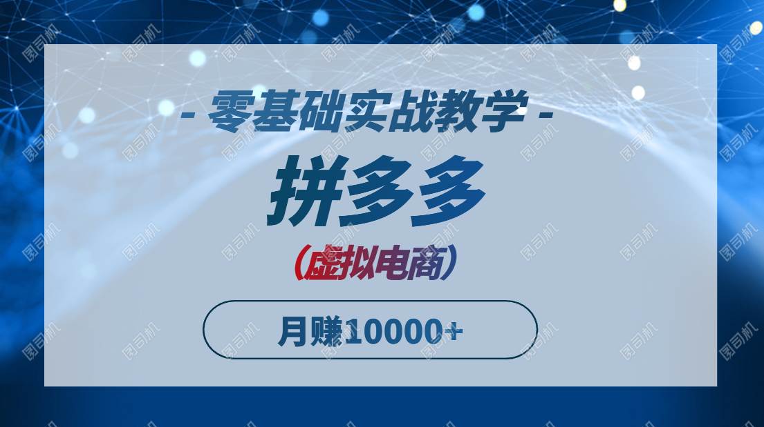 （无水印）拼多多虚拟电商，零基础实战教学，快速打爆商品，新手也能月入10000+